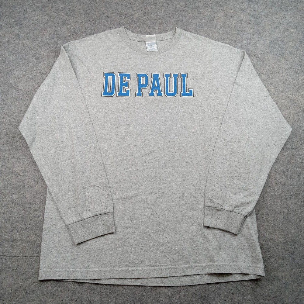 DePaul Blue Demons Shirt Mens XL Gray Long Sleeve NCAA Basketball Alstyle